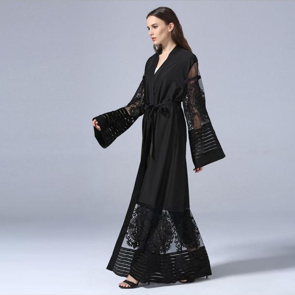 

fashion muslim lace hollow cut robe musulmane turkish dubai abaya muslim robe arab worship service abaya wj1340 with blet, Red