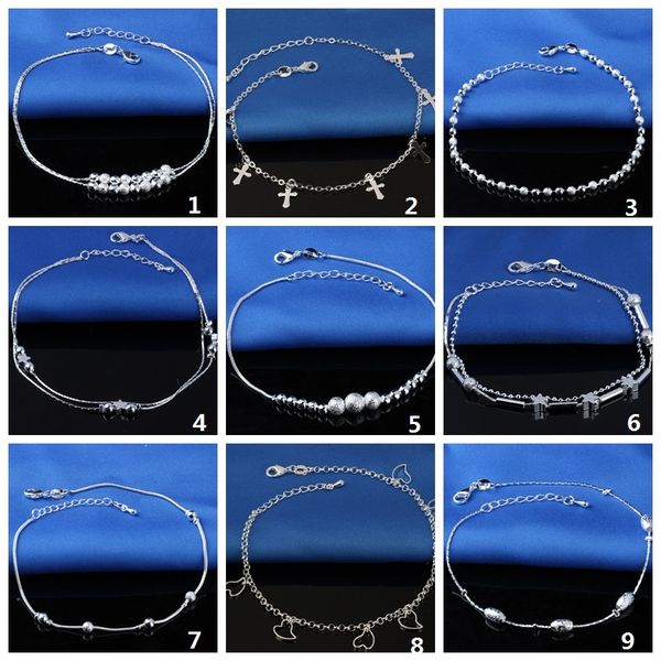 

Selling tamped 925 terling ilver anklet for women imple bead ilver chain anklet ankle foot jewelry