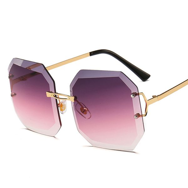 

trend vintage square sunglasses women purple clear glasses frameless metal frame sun glasses for woman female shades eyewear, White;black
