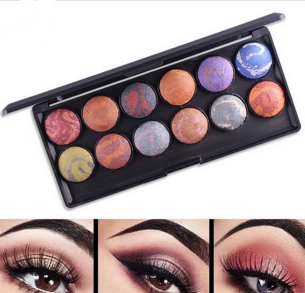 

1piece mineral 3d baked eyeshadow palette 12 colors shimmer metallic brighten eyeshadow bake mineralize cosmetic