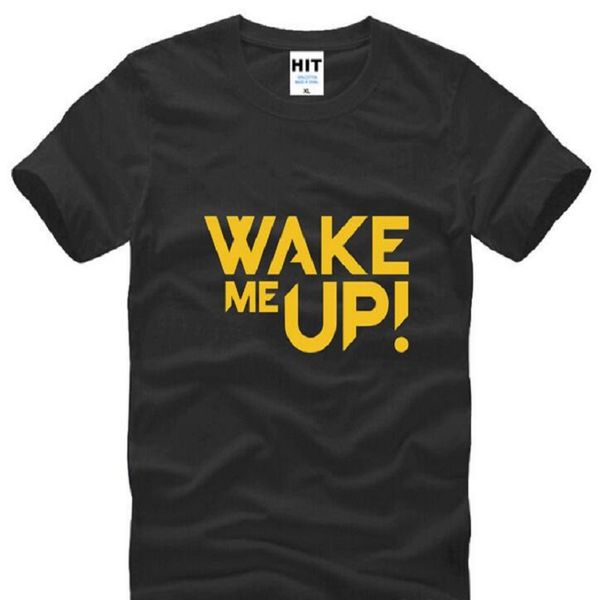 

rock band avicii dj wake me up printed t shirts men summer short sleeve o neck cotton men's t shirt rock hip hop tee shirt homme, White;black
