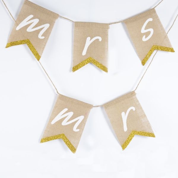 European And American Wedding Decorations Linen Triangular Flagmr