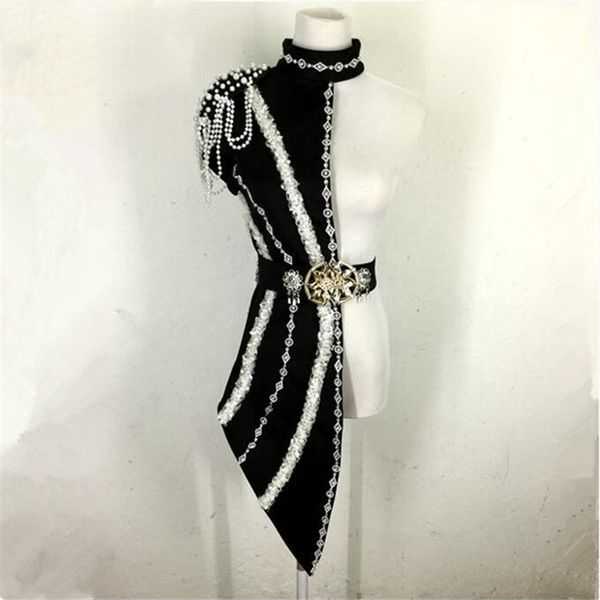 

novelty female dance costumes singer jazz twirled clothing costume nightclub dancer christmas bar show stage wears, Black;red