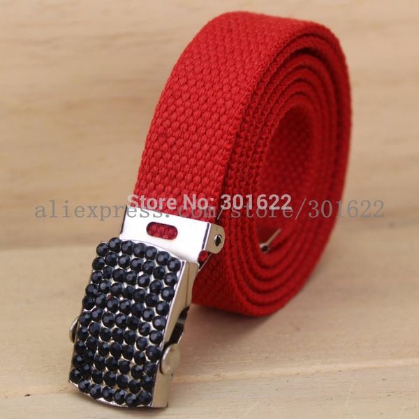 

1.8cm acrylic buckle webbing waist belt, Black;brown
