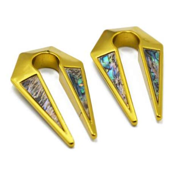 

pair key hole shape gold shell ear weight plug with oval shape ear tunnel expander gauge stretcher earrings body piercing, Silver