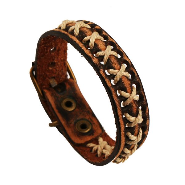 

new cowhide small ornaments heat pin fashion 2019 weave restore ancient ways bracelet punk, Black