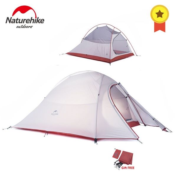 

naturehike cloud up series 1 2 3 person ultralight tent 210t/20d silicone double-layer camping tent with mat camp equipment