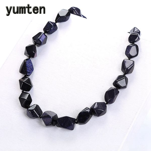

yumten blue sandstone necklace women cabochons irregular original stone pumvintage fashion crystal classic exquisite jewelry, Silver