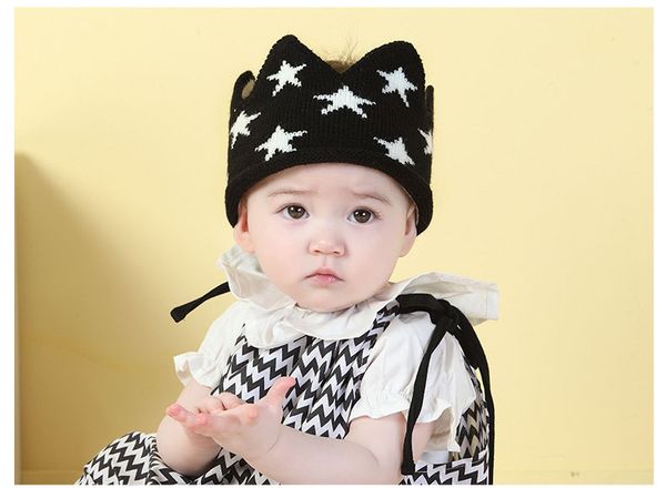 Новая звезда Корона детские шляпы для девочек мальчиков вязаные звезды новорожденных фотографии реквизит Baby Cap 3 цвета