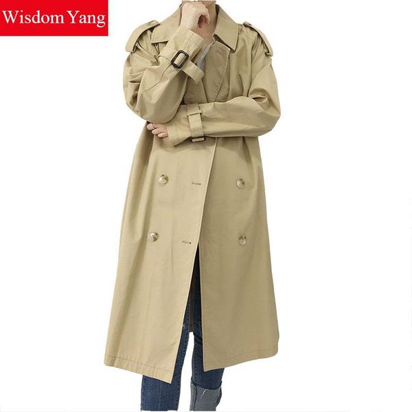

elegant autumn purple camel women dust coats warm 2018 female xlong overcoat woman coat windbreaker casual loose lady outerwear, Tan;black