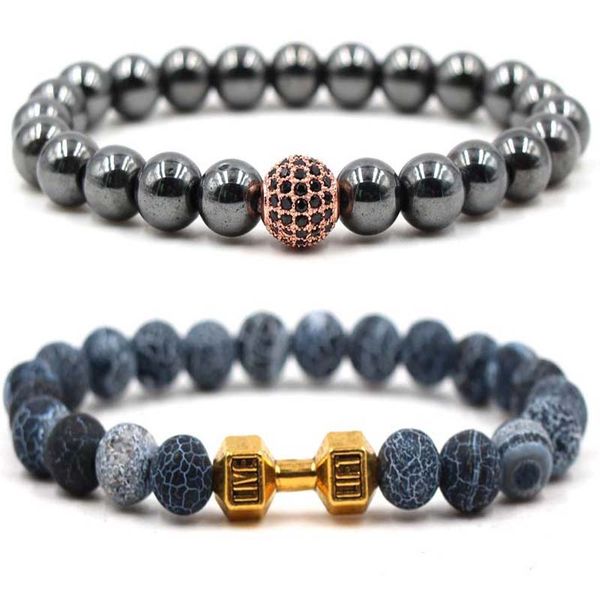 

8mm magnetic hematite bead bracelet magnet therapy round crystal zircon ball charm bracelet bangle, Black