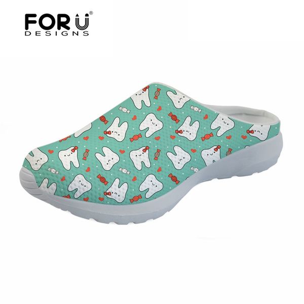 

forudesigns cute dentist prints women sandals flats female breathable mesh beach water shoes indoor & outdoor house walking shoe, Black