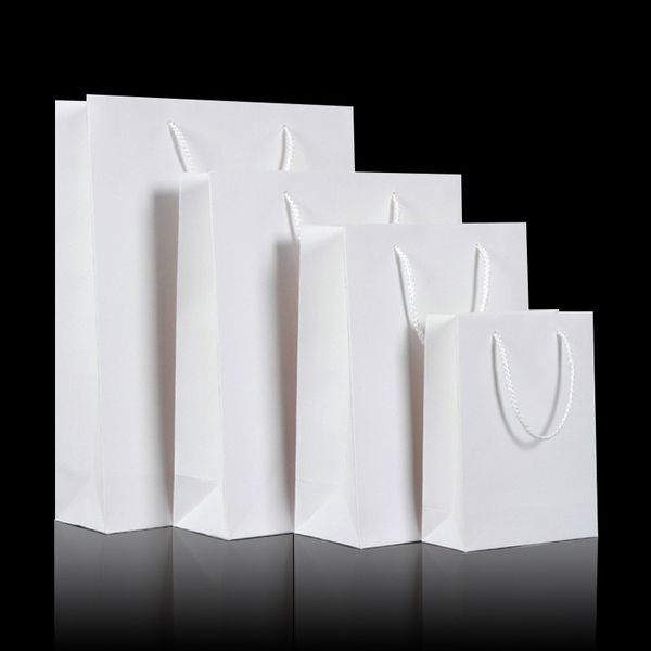 Saco de papel branco kraft com punho sacos de presente para o casamento festa favor papel saco de vinho sacos de compras DHL FedEx frete grátis