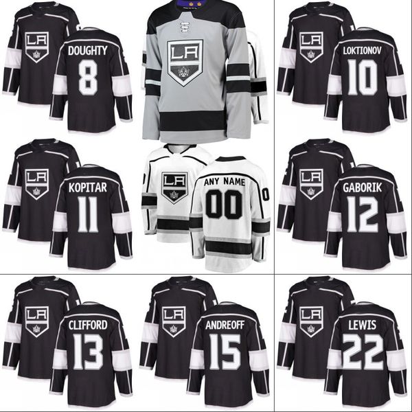 

#23 Dustin Brown Los Angeles Kings Jersey 11 Anze Kopitar 12 Marian Gaborik 22 Trevor Lewis Custom Hockey Jerseys White Black