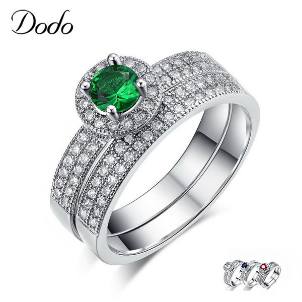 

green/blue/red stone ring sets s925 sterling silver rings wedding bague for women couple ring for lover accessories bijoux dr71