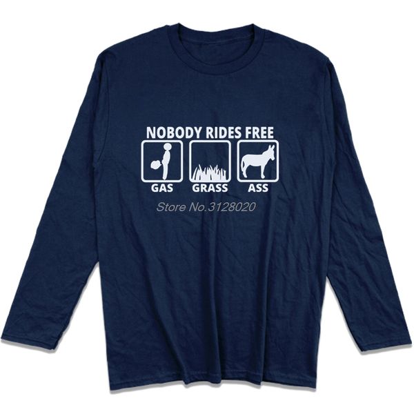 

газ трава или осел смешные новинка т-шир мужчины весна осень новая мода с длинным рукавом хлопок футболки хип-хоп топы тис марка одежда, White;black