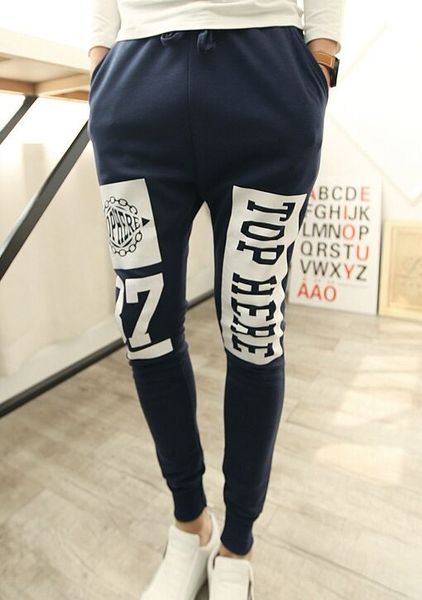 

new spring korean men's pants sweatpants sports haren pants, Black