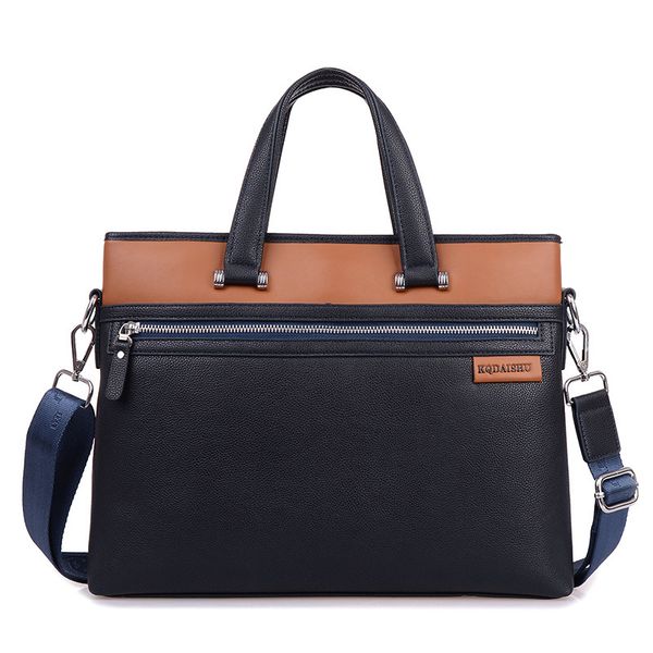 

portable large capacity leather briefcase men business laptote bags casual men's leather shoulder bag handbags