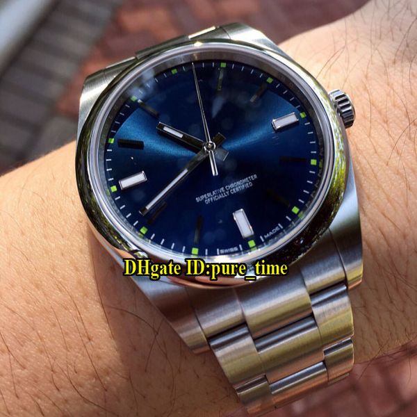 Cheap New Perpetual No Date 39mm Blue Dial 114300 Asian 2813 Automatic Mens Watch Vetro zaffiro Cinturino in acciaio inossidabile Orologi di alta qualità