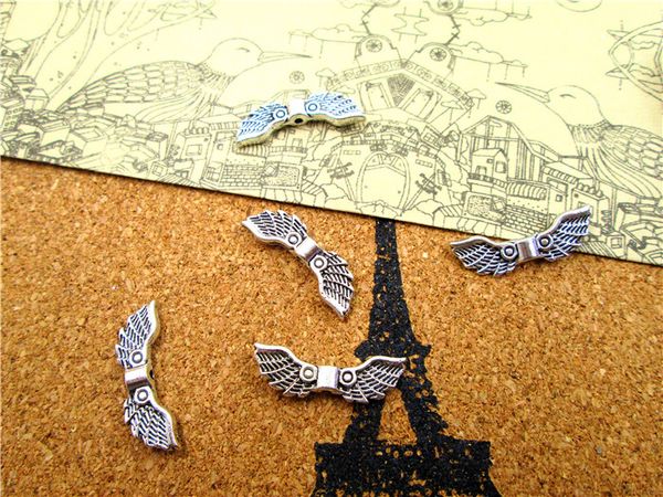 

150pcs angel wing charm spacer beads antique silver tone 16x5mm, Bronze;silver
