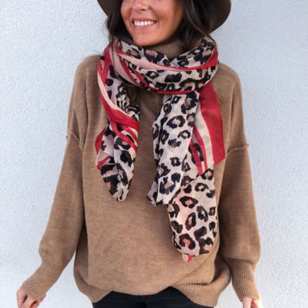 

women casual elegant leopard print chiffon soft long wraps shawl beach silk scarf worthy