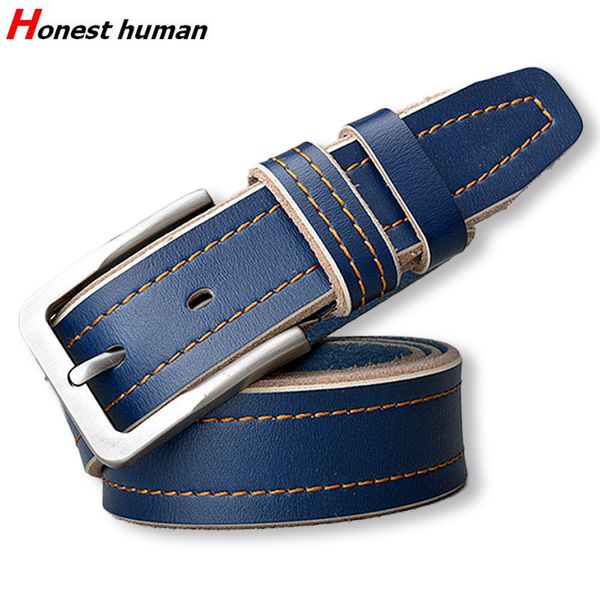 

2018 new fashion men's genuine leather belt high-end quality business casual belt male pin buckle pants waistband, Black;brown
