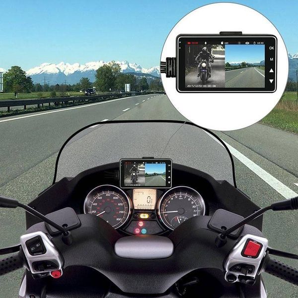 

waterproof motorcycle action camera surveillance system hd display 3.0'' lcd split screen front rear recorder