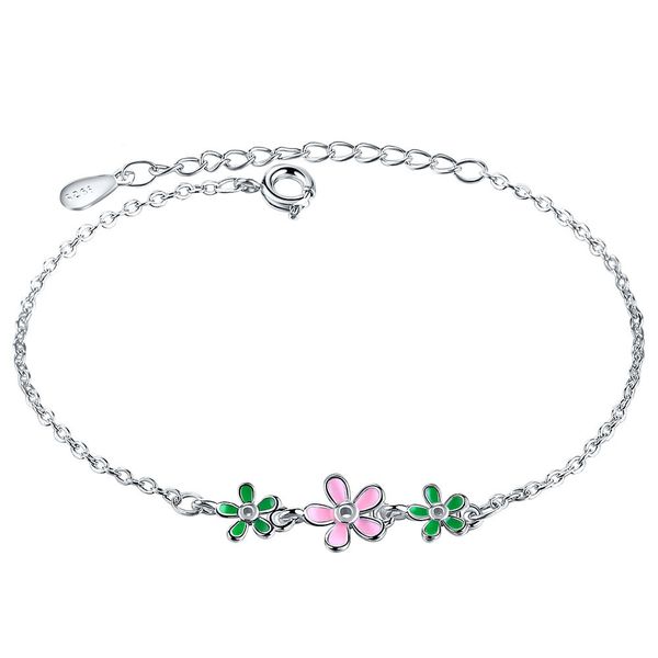

daidy flower charm bracelet 925 sterling silver for women wedding party link chain jewelry dropshippng sl325, Black