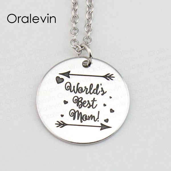 

world's mom pendant charms necklace gift jewelry 10pcs/lot #ln436, Silver