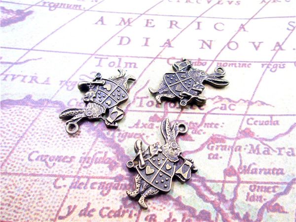 

30 pcs - mr. rabbit -antique bronze rabbit pendants/charms, hare in "alice's adventures in wonderland", diy supplies, 27x22mm, Bronze;silver