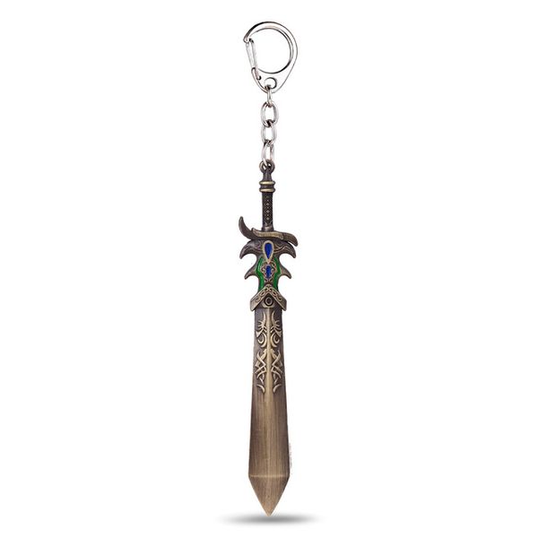 

lol game ornament key chain gold fo war keychain green red gems legends crystal exquisite jewelry keyring, Silver