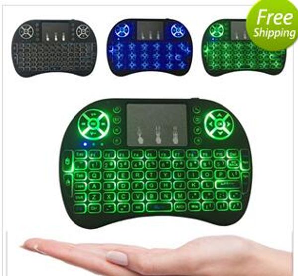 

2.4G Mini i8 Wireless Keyboard Backlight Mini Wireless Keyboard English 2.4GHz 3 color Touchpad Handheld for Android TV BOX Laptop Backlit
