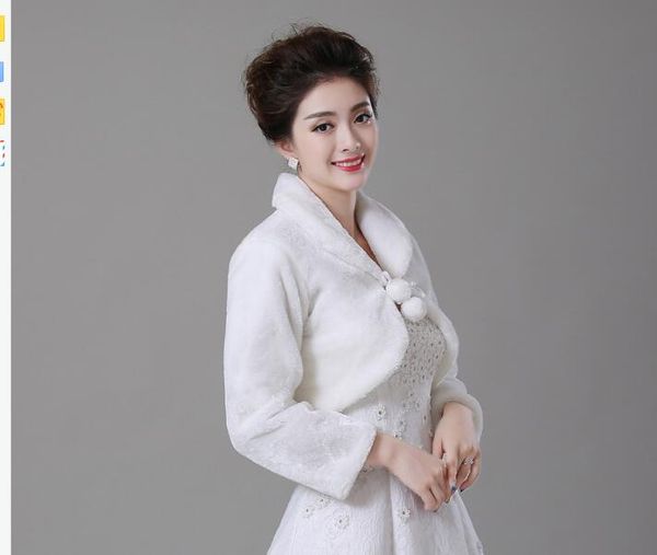 

new 2018 wholesale faux fur wedding bridal wrap shawl wedding jackets wrap coat bolero, White