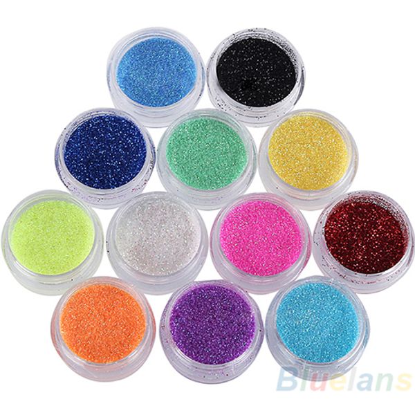 

11.11 new 12 colors nail art decoration metal powder glitter dust set for uv gel acrylic bbxt, Silver;gold