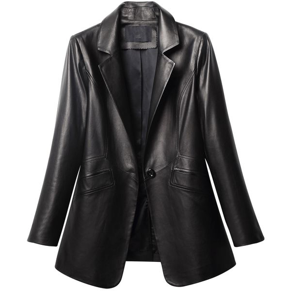 

yolanfairy geniune кожаная куртка женщин реального овчины кожаные куртки бомбардировщика весна осень плюс размер 8xl короткие тонкие пальто, Black