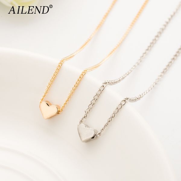 

ailend 2018 new trendy tiny heart short pendant necklace women gold chain lover lady girl gifts bijoux fashion jewelry, Silver