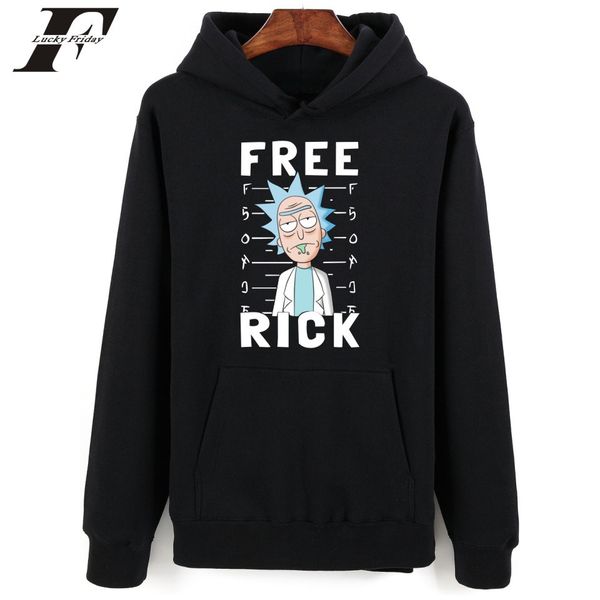 

rick mens hooded hoodies spring autumn cute morty sweatshirts clothes for teenager casual, Black