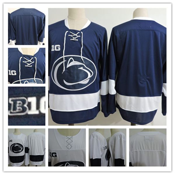 

Mens NCAA Big Ten Penn State Nittany Lions Hockey Jersey White Stitched PSU Nittany Lions Team College Hockey Jerseys S-3XL