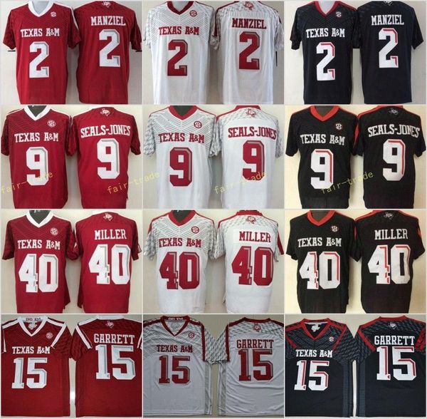 

texas a&m aggies college football jerseys 15 myles garrett 2 johnny manziel 9 ricky seals-jones 40 von miller university football shirts, Black