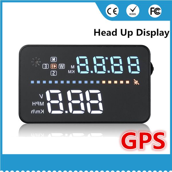 

3.5 inch universal auto car hud alarm system gps head up display windshield projector with driving time distance direction speed voltage