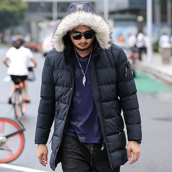 

plus size 4xl 5xl 6xl 7xl 8xl 9xl men winter jackets fur collar coat 145, Black