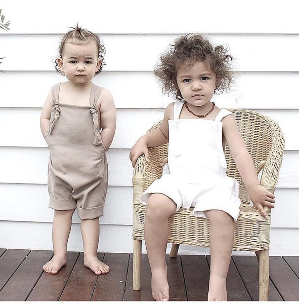

2018 new summer baby boys girls suspender sleeveless cotton overalls jumpsuits cotton newborn baby khaki bodysuits, Blue