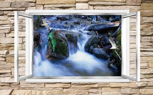 

wallpaper 3d mural for living room beautiful waterfall flowing through the window 3d stereoscopic tv background wall 3d wall mural wallpap