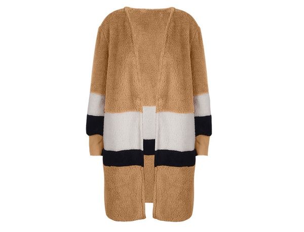 

18 FW New Women Warm Cardigans 4 Colors Bold Striped Fluffy Jackets Hot Sale Femme Winter Coats S - XL