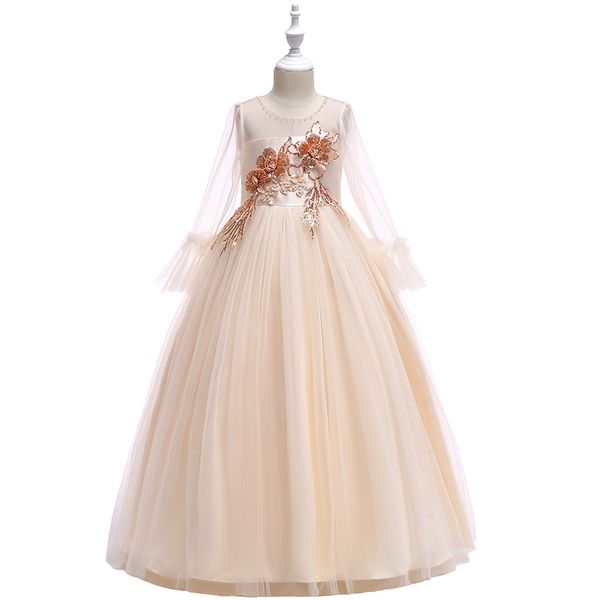

designer baby girl dresses sequined halloween princess dress performance dress sheer full sleeve christmas kids party dress ceremony costume, Red;yellow