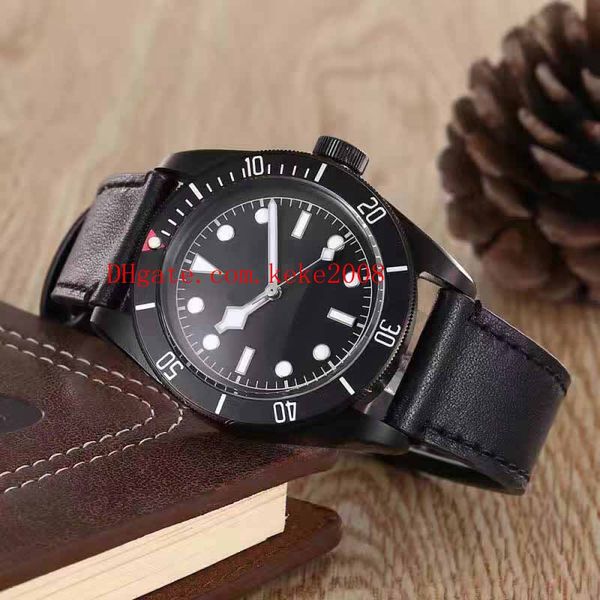 

2 style luxury highquality watch 79250bm 79520bm rare 41mm ceramic bezel leather bands strap asia movement automatic mens watch watches, Slivery;brown