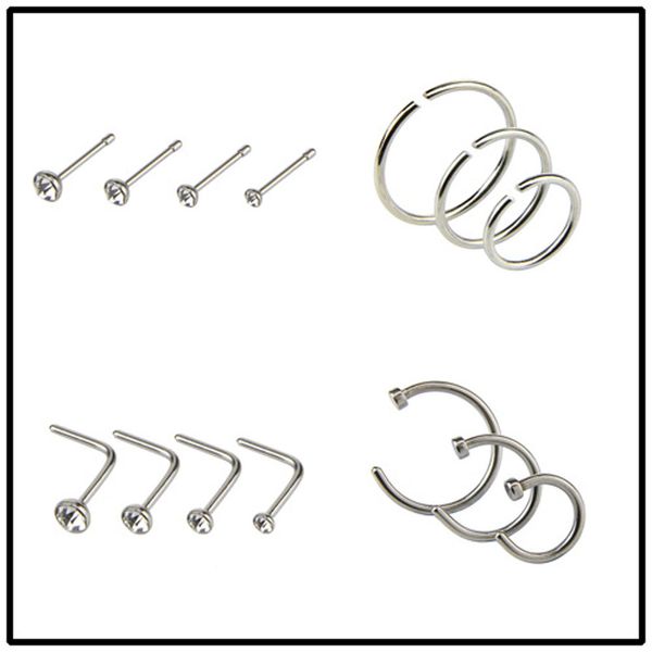 

mixed 14pcs/lot 16g 316l surgical stainless steel body jewelry helix piercing septum nose lip eyebrow ear cartilage ring, Slivery;golden