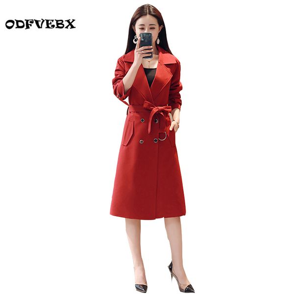 

плюс размер -4xl ветровка женский средней длины 2018new дикий весна осень шикарный длинный участок над коленом куртка пальто женщин прилив, Tan;black