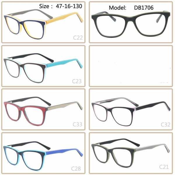 

school polychromatic square frame acetate optical glasses guan's wenzhou, Silver