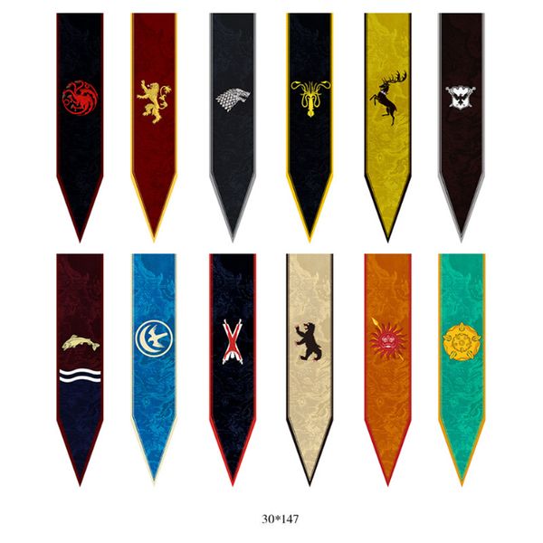 

12styles 30*147cm Game of Thrones House Stark Banner Wolf Tournament Outdoor Banner Flag Wall Hanging home party decor FFA1264